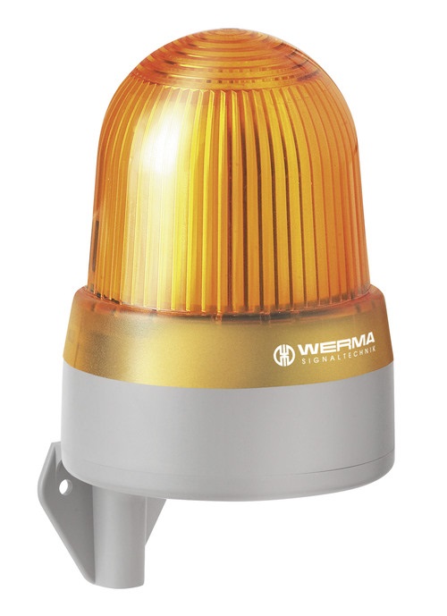 WERMA 433 Series 433.300.60 LED Permanent / Flashing / EVS beacon Light with Sounder, Wall Mounting, 115-230V AC Yellow 